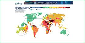 Coface Country Risk Assessment Map for the second quarter of 2021. 